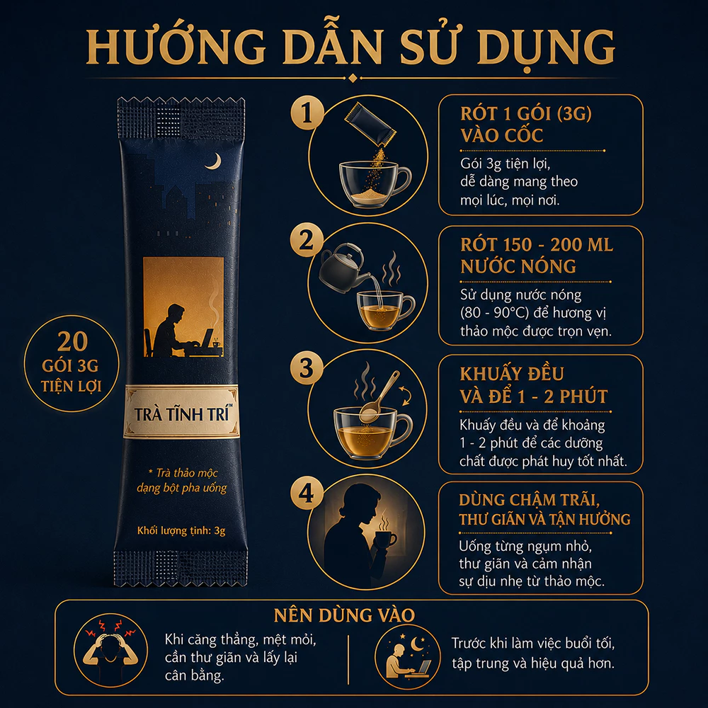 Gói Trà Tĩnh Trí 3g và hướng dẫn pha