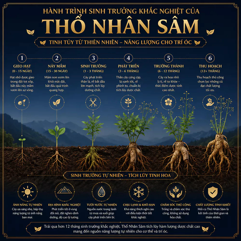 Hành trình sinh trưởng 6 giai đoạn của cây Thổ Nhân Sâm